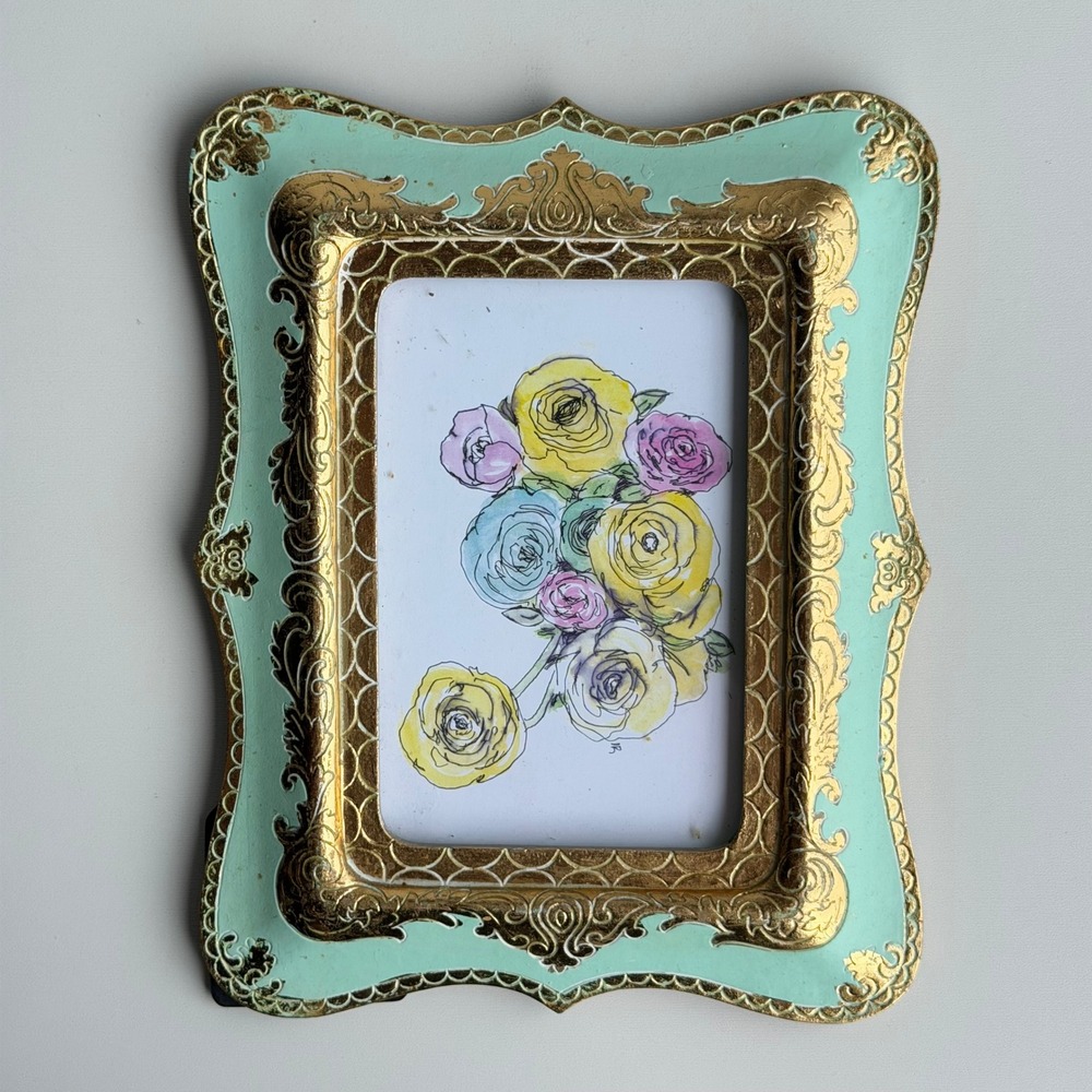 Vintage Sicura Picture Frame 4x6 Mint Gold Rococo Ornate Scroll Old World French